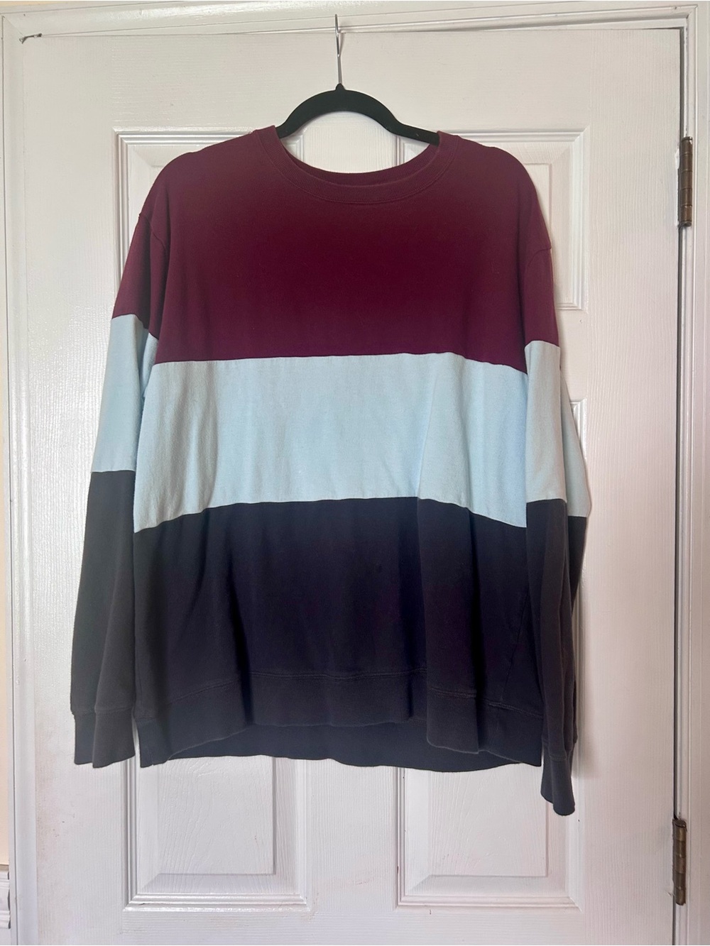Original Use Men's Colorblock Crewneck - Burgundy, Light Blue & Navy
